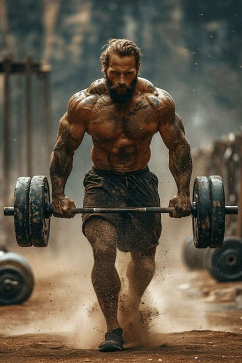 Hombre musculoso levantando pesas